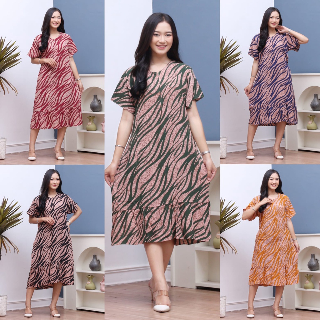 Daster Wanita Terbaru Rayon Busui Resleting Depan - Baju Tidur Daster Kekinian Lengan Pendek Motif Terbaru