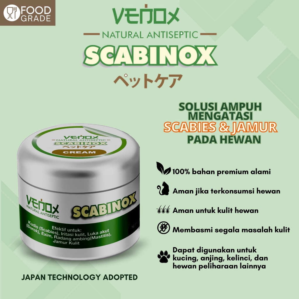 SCABINOX CREAM 12GR - Venox Obat Premium Kucing Anjing Kelinci Anti Jamur Scabies Bakteri Parasit Kudis Exim Luka Iritasi Kulit