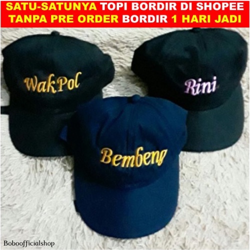 TOPI BORDIR NAMA ANAK TOPI CUSTOM NAMA TOPI BORDIR SATUAN TOPI BASEBALL BORDIR NAMA