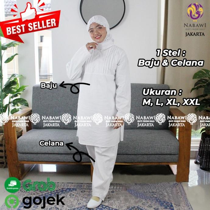 Setelan Baju Ihram Ihrom Wanita Moudy Katun Perlengkapan Haji Umroh