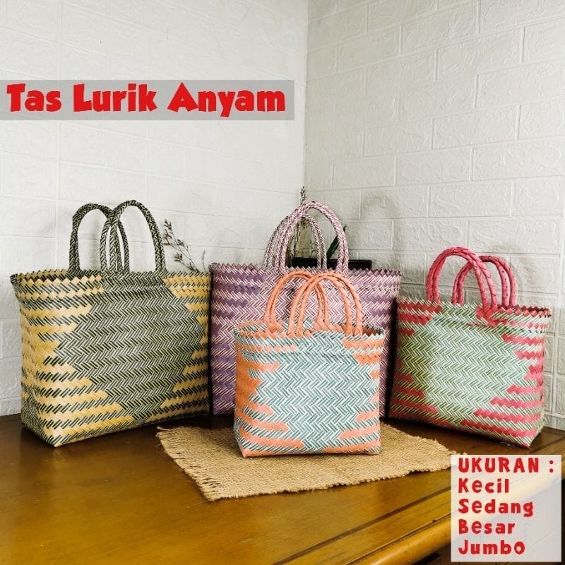 

Tas anyaman lurik tas keranjang jinjing belanja anyaman