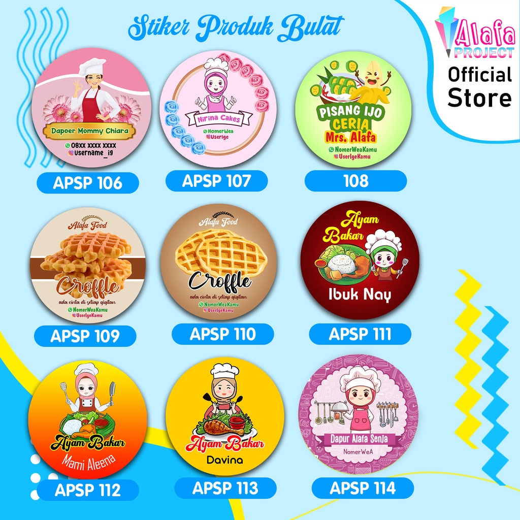 

AlafaProject 106-114 Stiker Kemasan Produk | Stiker Label Bulat | Stiker Makanan