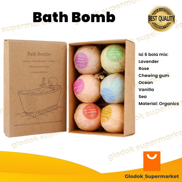 Bubble Bath Bomb Ball Essential Oil Salt Soap Sabun Mandi Bathtub 6pcs