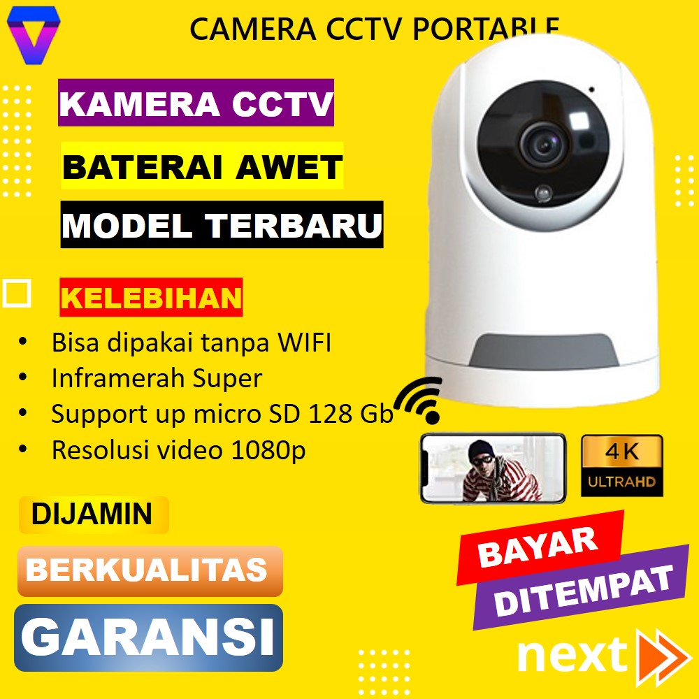 CCTV WIFI OUTDOOR WATERPROOF WIRELESS INDOOR IP CAMERA PORTABLE BATERAI KAMERA PENGINTAI SAMBUNG KE HP AUTO TRACKING JS178