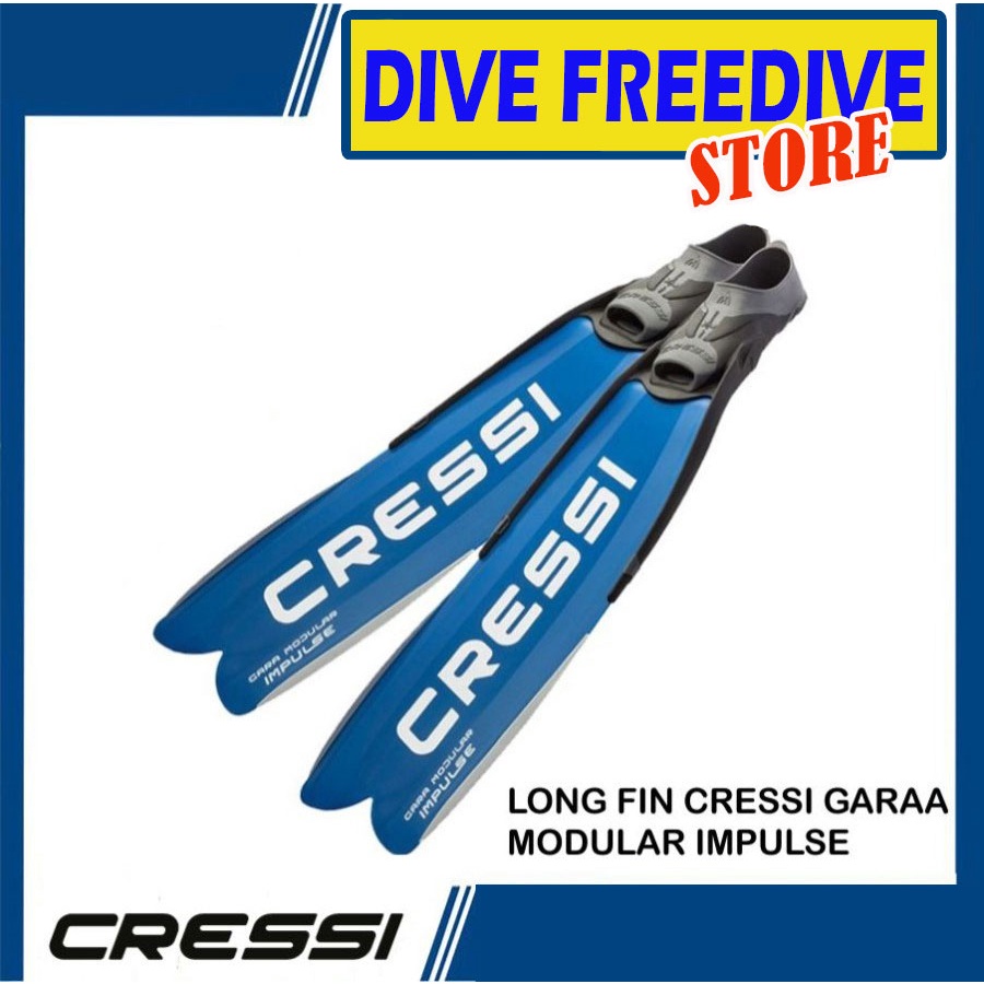 Long Fin Cressi Gara Modular Impulse B-Fins Kaki Katak Panjang Selam Freedive Spearfishing Freedivin