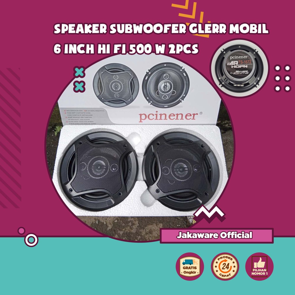PCINENER SPEAKER SUBWOOFER MOBIL 6 INCH HI FI 500 W 2PCS SPEKER PINTU UNIVERSAL AVANZA XENIA AUDIO A