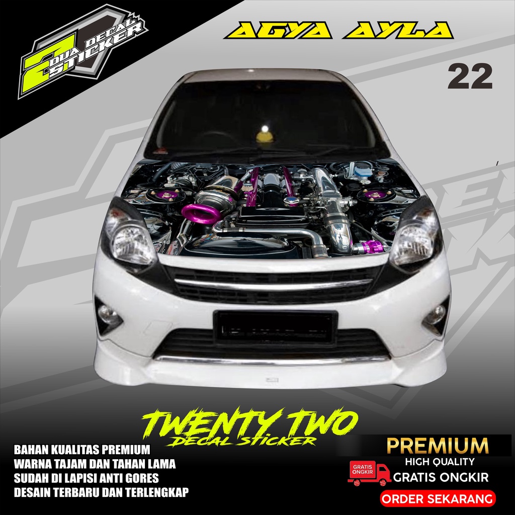 DECAL STICKER KAP MESIN MOBIL AGYA AYLA TTD 8