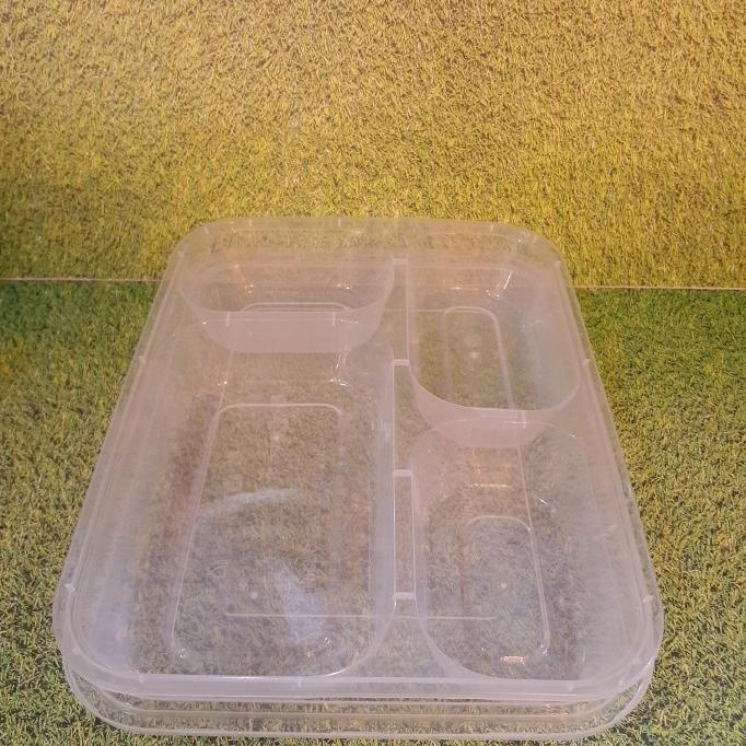 ------] Tempat Nasi Bento plastik transfaran sekat 4 | wadah nasi plastik