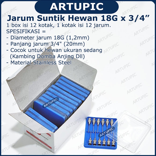 Jarum Suntik Hewan Besar 18G x 3/4 inch Vaksin Ternak Kambing Domba Anjing Vet Needle Stainless Steel 18 G x 3/4&quot;