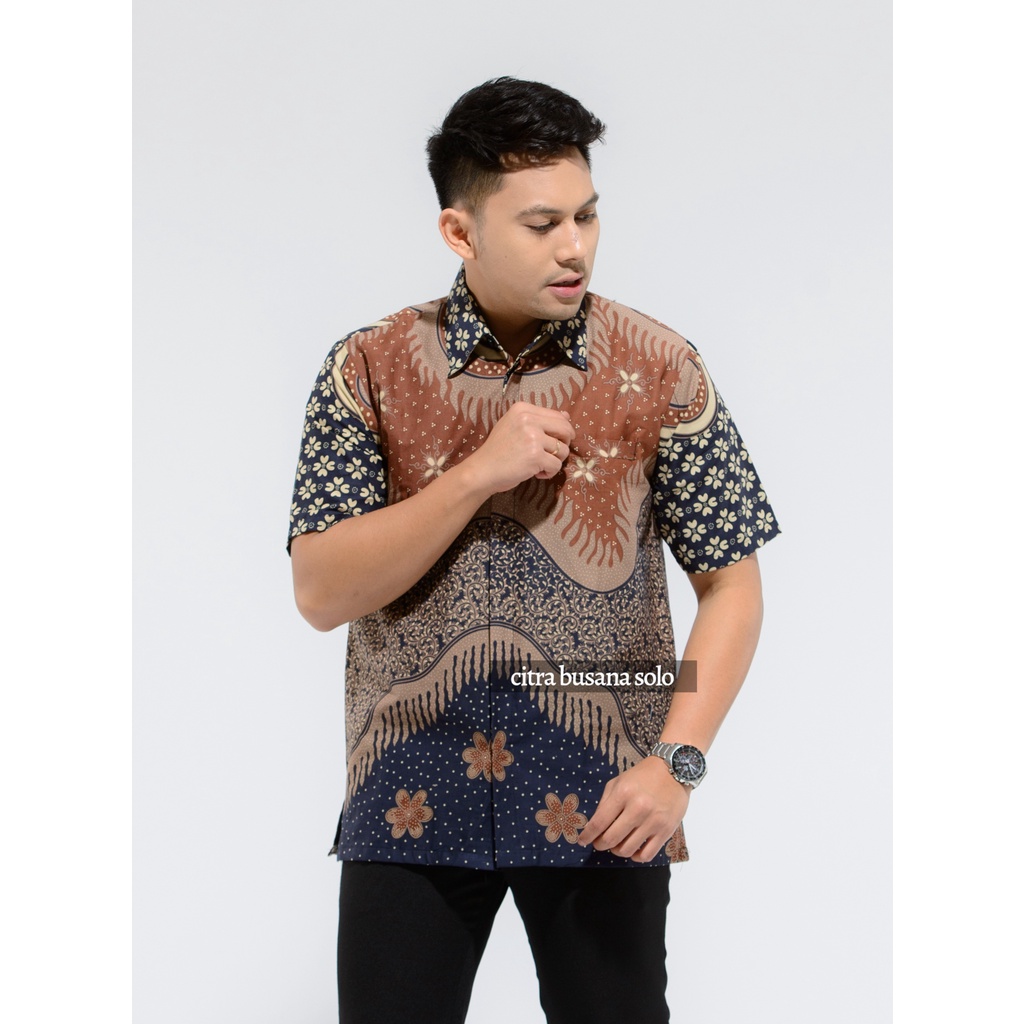 SATRIA PENDEK Kemeja Batik Pria Full Furing Bahan Katun Cabut Primisima