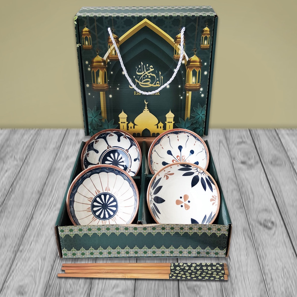 NEXXIO Hampers Lebaran Mangkok set premium peralatan Hari Raya Lebaran /Mangkok set keramik Kado Idul Fitri Souvenir Mangkok set Japaness Style / Hampers Ramadhan Kado Mangkok.