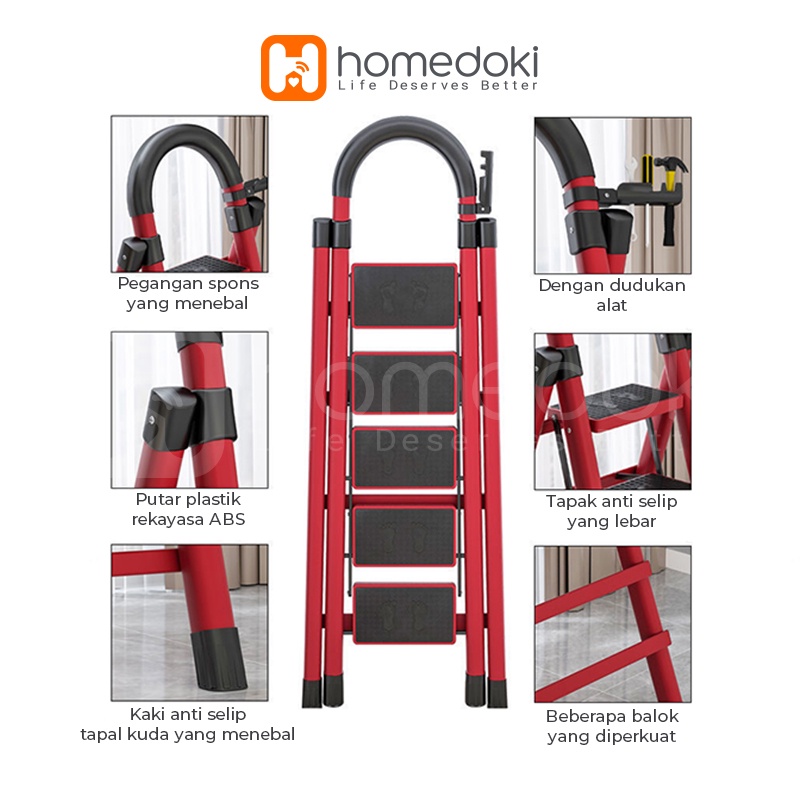 Tangga Rumah Lipat Tangga Besi Lipat 3/4 Step Household Steel Ladder/ Tangga Lipat Aluminium 4 Step Premium Ladder