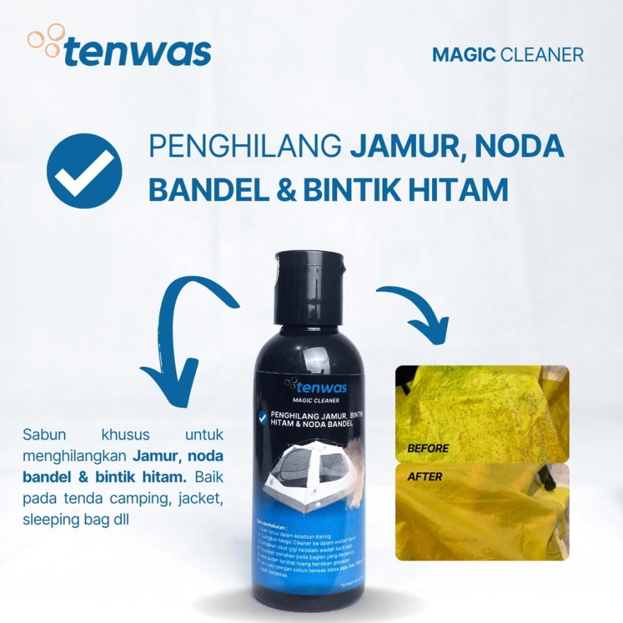 Penghilang Jamur Noda Bandel &amp; Bintik Hitam Tenwas Magic Cleaner Pembersih Tenda Gunung Jaket Outdoor Sleeping Bag