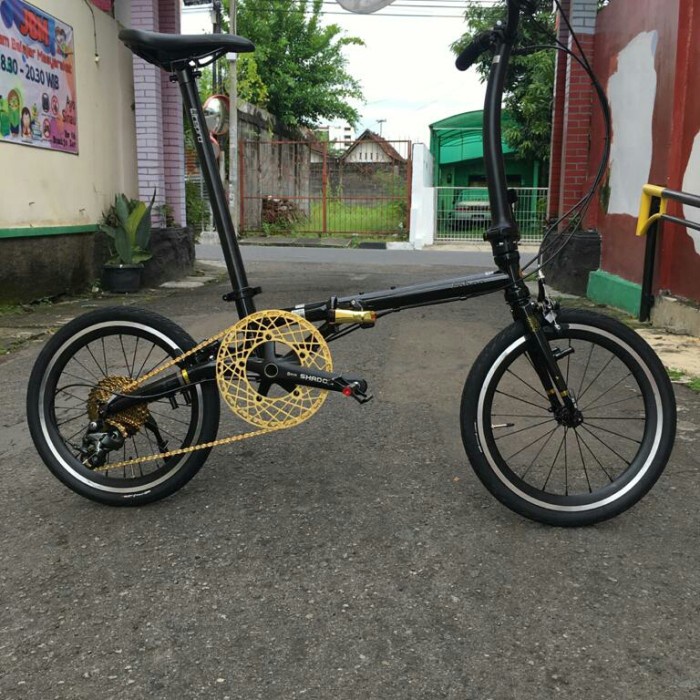 sepeda lipat seli FNHON GUST BLACK GOLD fullbike 9speed