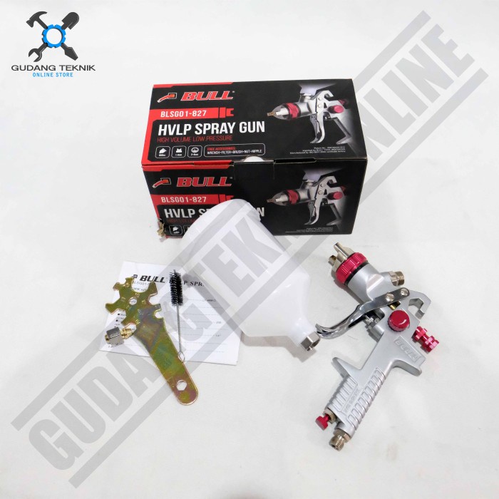 Spray Gun Kepala Semprotan Cat Kompresor 600cc HVLP BLSG01-827 BULL / Alat Semprot Cat Tabung Atas Nozzle 1.4mm HVLP BLSG01 827 BULL