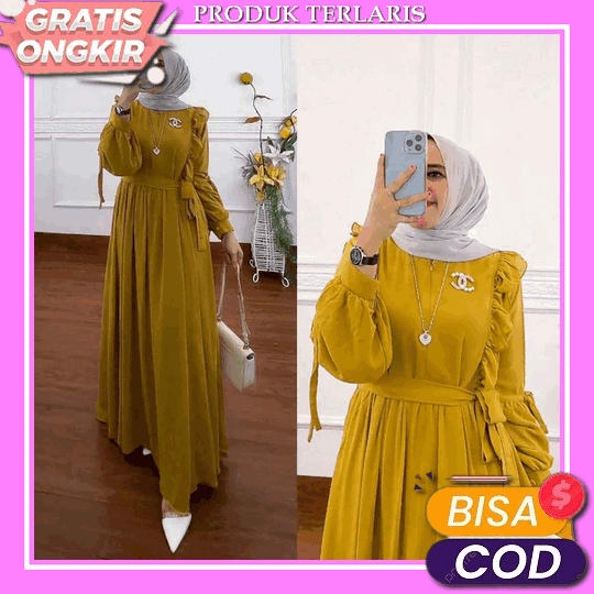 Gamis Terbaru 2023 Lebaran Wanita Import Remaja Tanggung Jumbo Korean Style Burkat- Dress Kondangan 