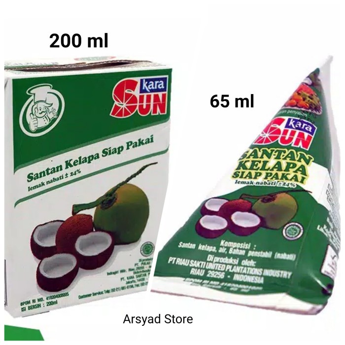 

Kara Sun santan kelapa kemasan 200ML praktis siap pakai