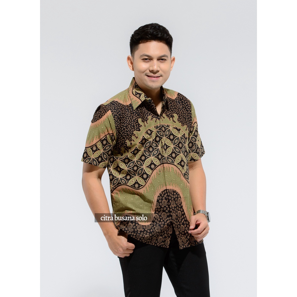 KAWUNG JAYA PENDEK Kemeja Batik Pria Full Furing Bahan Katun Primisima