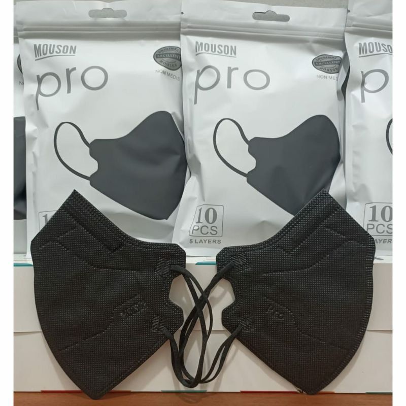 Masker Mouson KN95 Pro Masker Non Medis Sekali Pakai warna putih-hitam