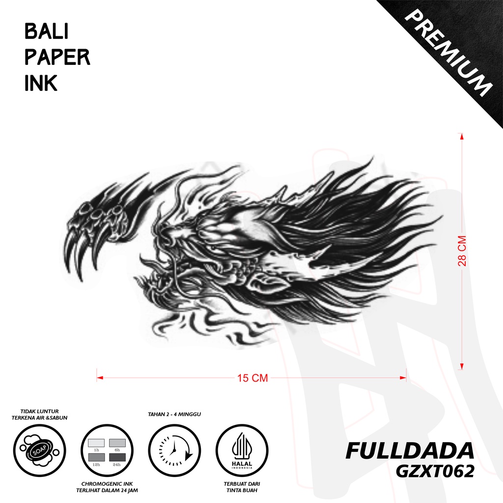 Bali Paper Ink GZXT062 Naga Fruit Ink Tatto Temporary Premium Tato Temporer Full Dada - Tato Dada