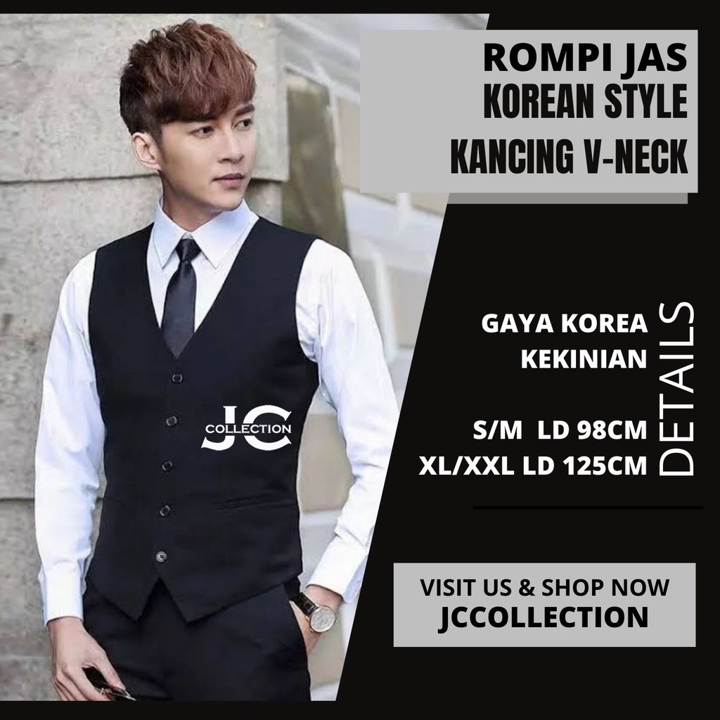 Rompi Pria Jas Kantor / Daleman Blazer Murah Semi Jas / Vest Formal Basic Rompi Jas - JCCollections