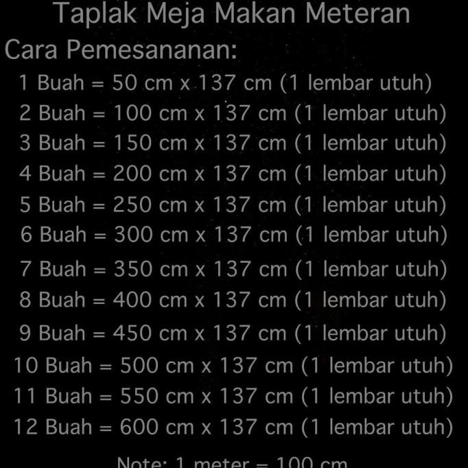 taplak meja makan meteran per 50 cm plastik anti air motif kotak kotak |gat