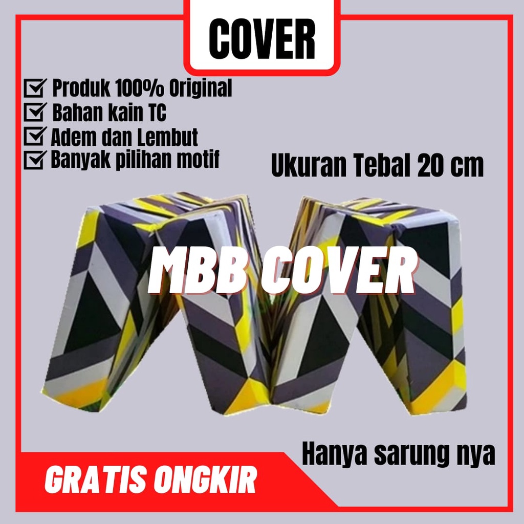 [ HANYA SARUNG ] Sarung Kasur Busa Lipat 4/3/2 Resleting Tebal 20 cm/Cover Kasur busa