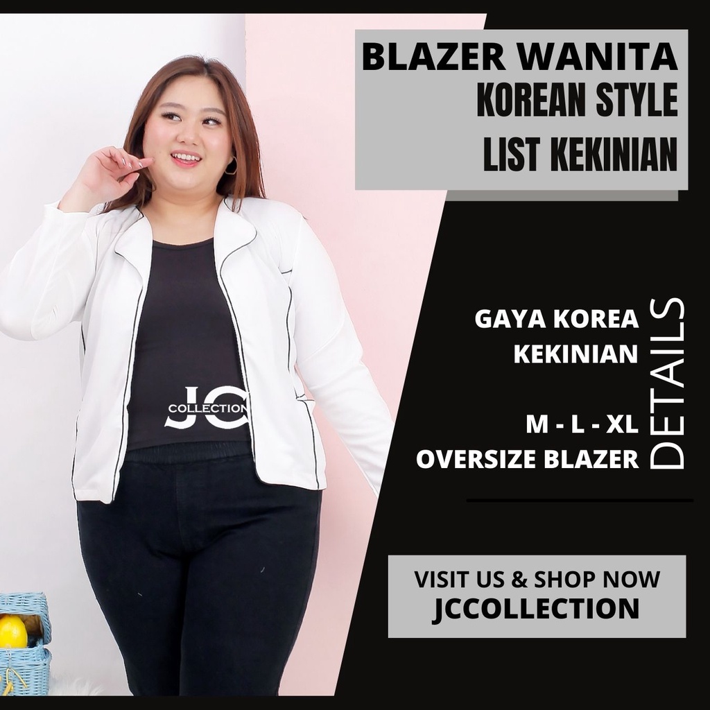 Blazer Wanita Korea Lengan Panjang Oversize Blazer Kerja Kantor Wanita Cantik Lecya - JCCollections