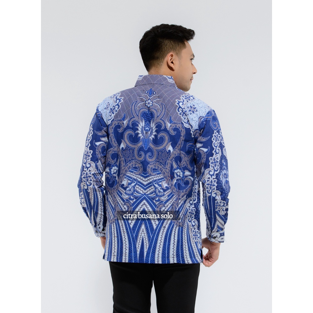 BANYU BIRU Kemeja Batik Pria Full Furing Bahan Katun Sragenan