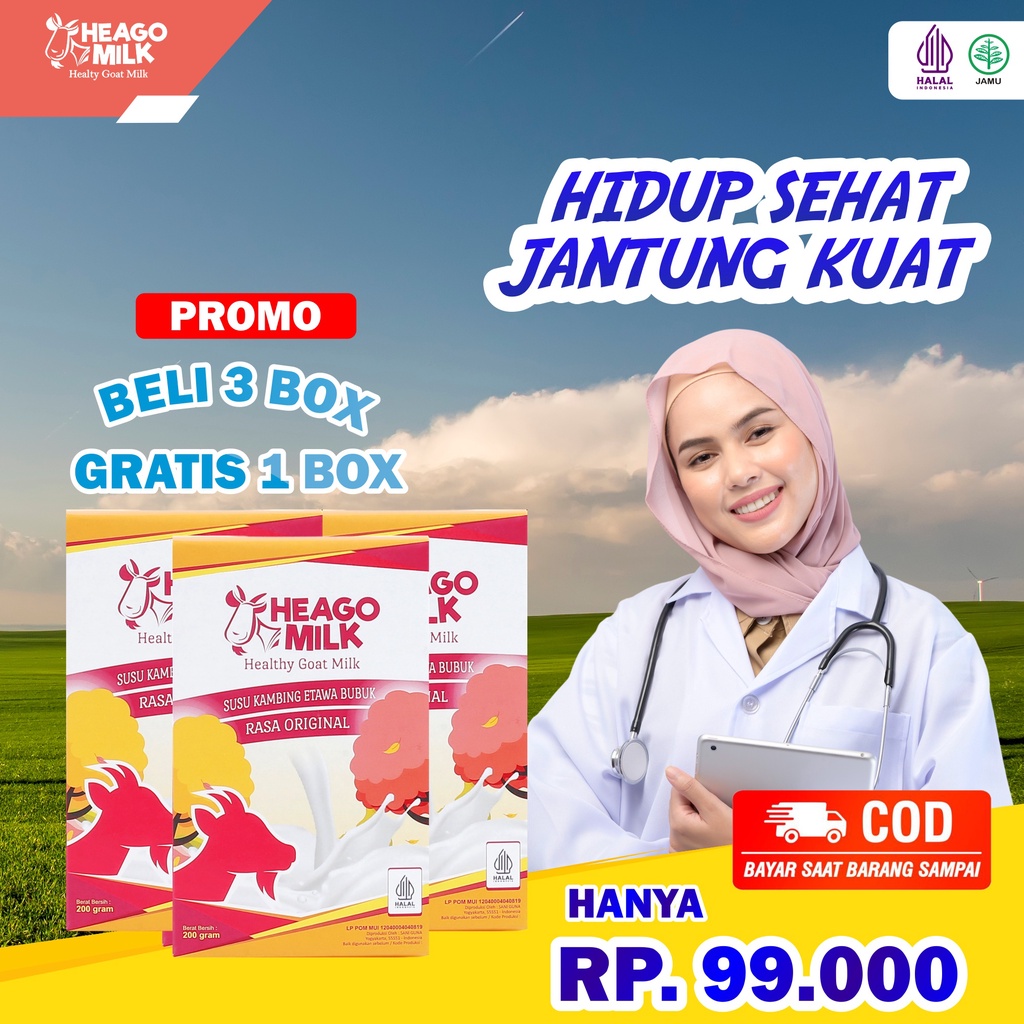 

HeaGo Milk Susu Kambing Etawa Bubuk 200 gram Jaga Imun Kuatkan Tulang dan Sendi