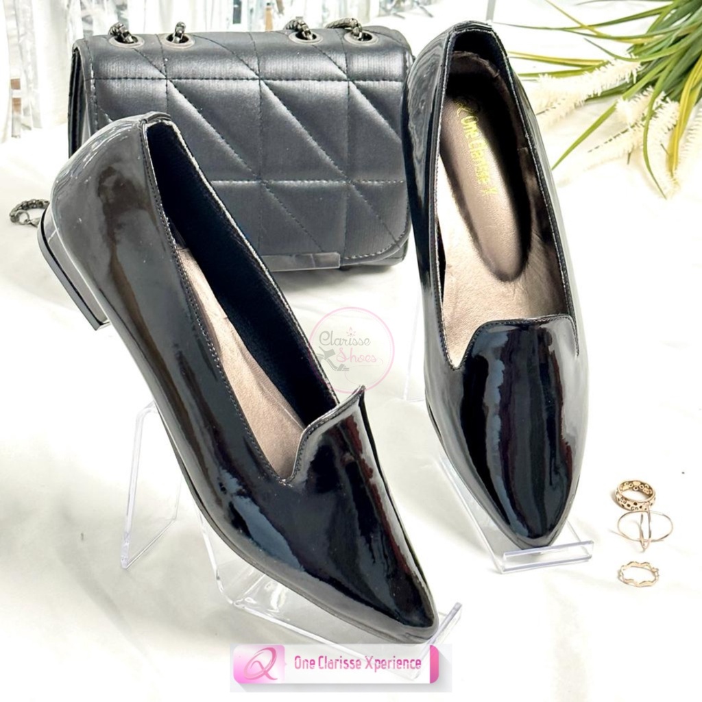 7.7 Clarisse Pantofel Kerja Wanita DHARA Tinggi 2cm Sintetis Glossy