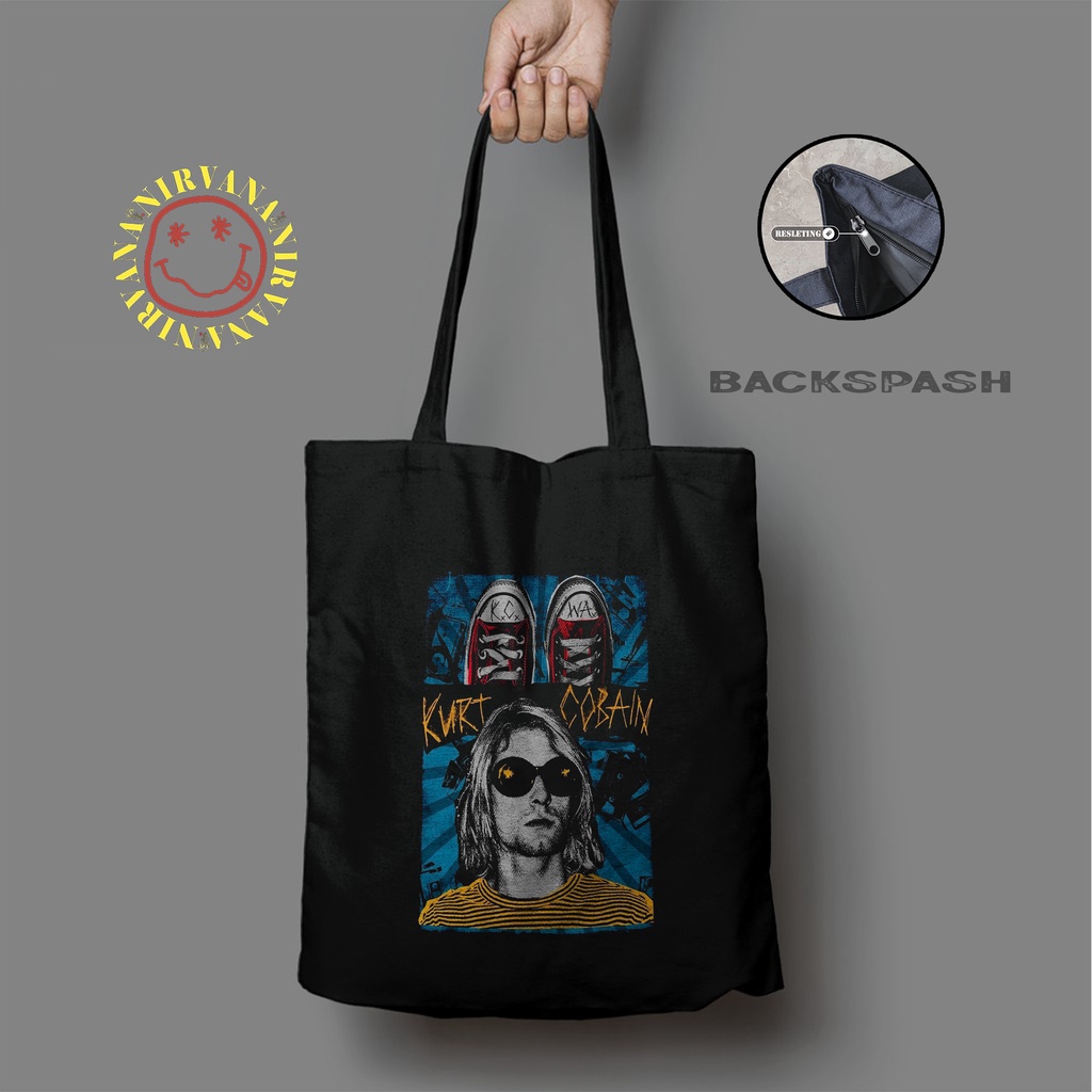 Totebag Tas Band Nirvana Kurt Cobain Custom Pria Wanita - NIRVANA