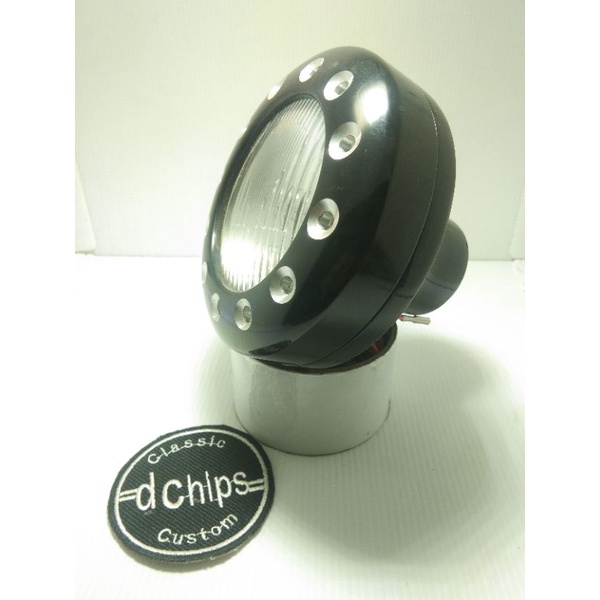 headlamp chopper, lampu depan custom hitam universal
