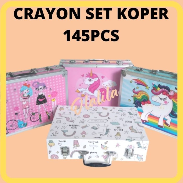 

Terlaris Crayon Set 145 Pcs Koper Besi / Alat Gambar / Water Colour / Kid Draw