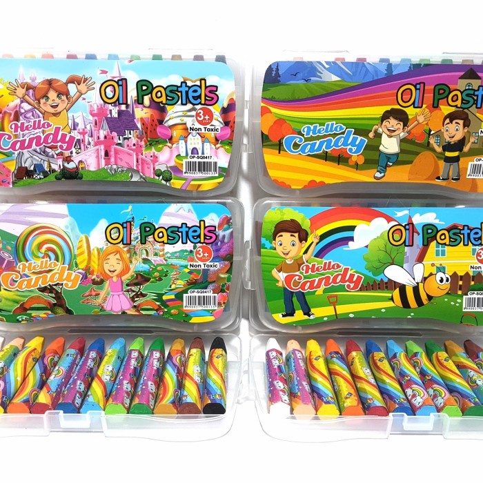 

Terlaris Harga Grosir (1Box 12Packs ) Krayon/Crayon Mini 12 Warna Oil Pastels