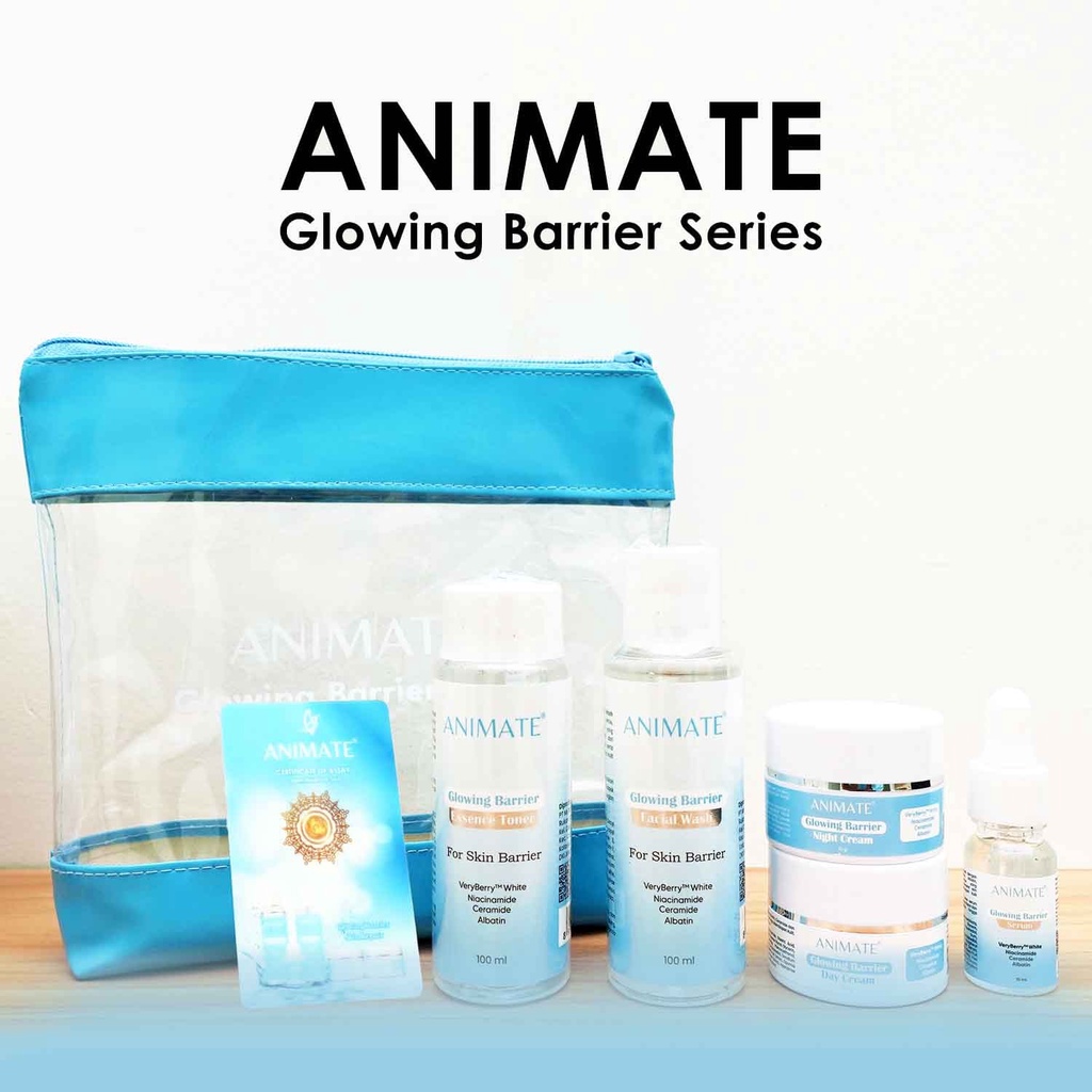 Animate Glowing Barrier Series Krim Pemutih Day Cream Animate Night Cream Skin Barier Facial Wash Animate Toner Glowing Paket Glowing Animate Skincare