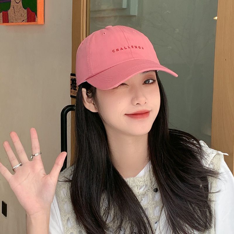 [littlecrab] Topi Baseball Cap Bordir Challenge Simple Aesthetic High Quality Polos Solid Color Fashion Topi Bisbol Korean Style