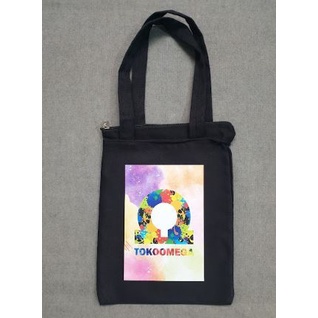 Totebag Custom Kanvas Hitam Ukuran 30 x 40 Cm Tas Tote Godie Goodie Bag Goodiebag Jinjing Tenteng Resleting Untuk Sekolah Kuliah Pria Wanita