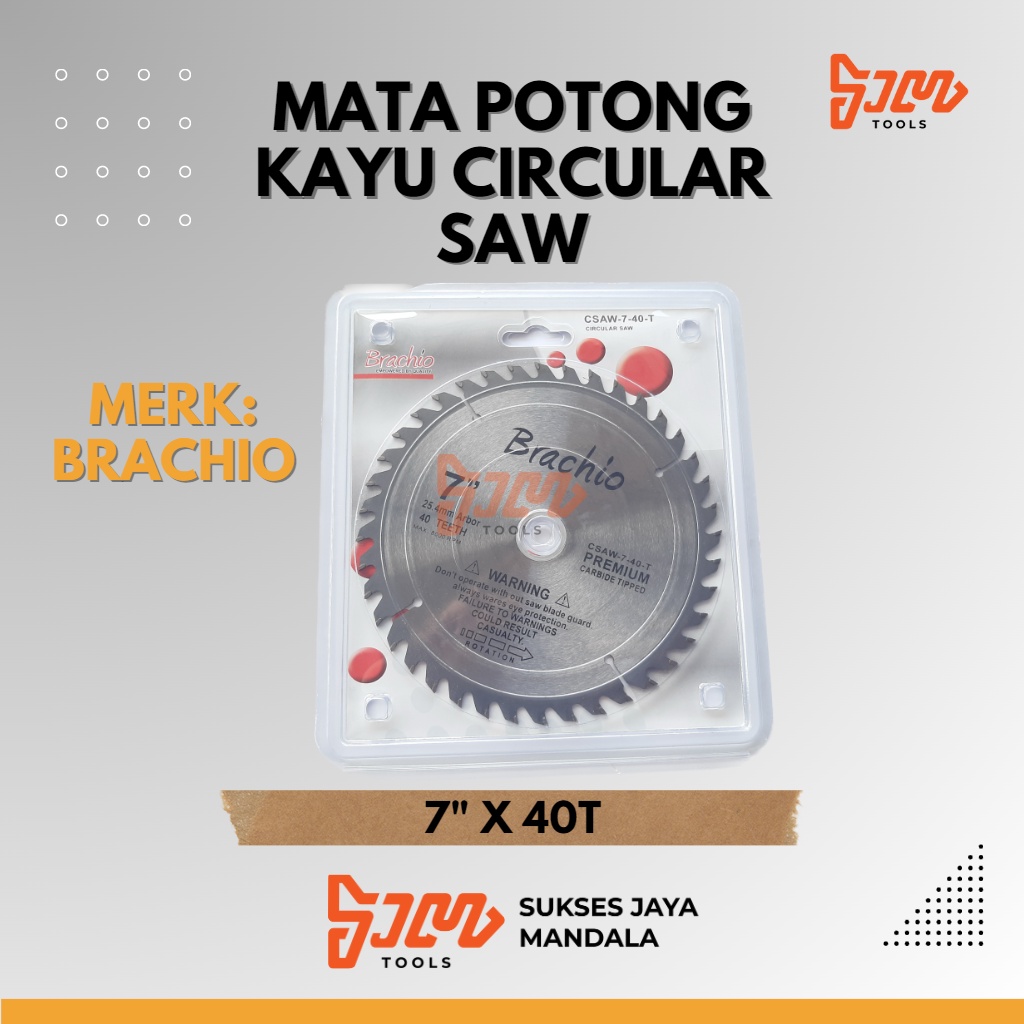 Mata Circular Saw / Mata Serkel / Mata Potong Kayu 7" x 40T BRACHIO