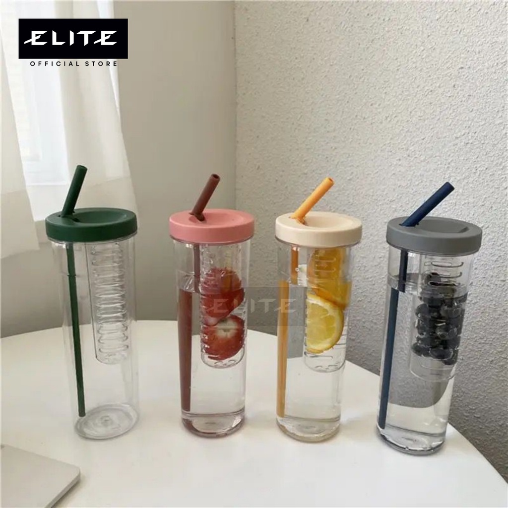 700ML BOTOL MINUM FILTER TRANSPARANT DENGAN SEDOTAN LIPAT / BOTOL MINUM BUILT IN FILTER