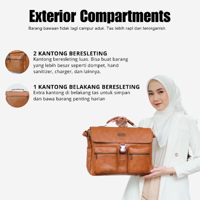 Konya Bag by Manjua. Tas Kerja Selempang, Tas Kuliah, Tas Laptop, muat Laptop 14 inch.