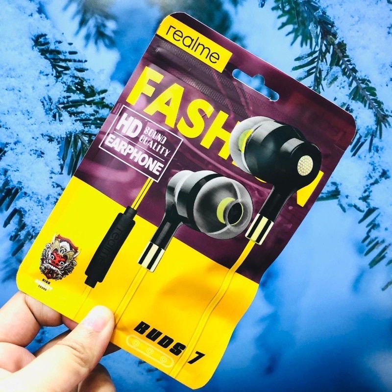 Ready Stok HEADSET REALME BUDS7 FASHION MEGA BASS HANDSFREE EARPHONE REALME FASHION BASS BY SMOLL