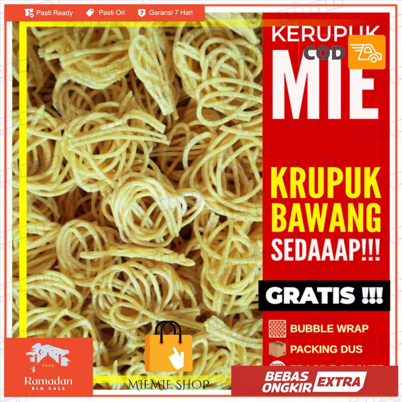 

Kerupuk Mi Krupuk Bawang Bentuk Mie Mentah Enak Gurih Kuning Keriting