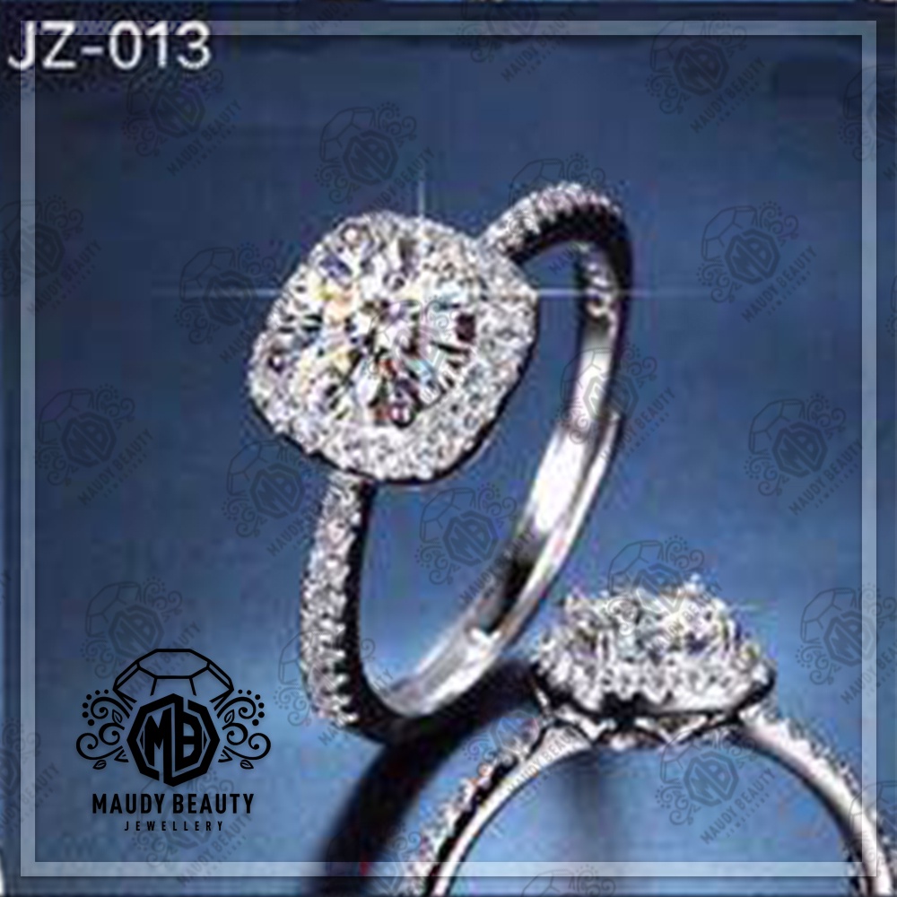 Cincin bisa besar kecil, Moissanite Diamond JZ-013 Perak 925