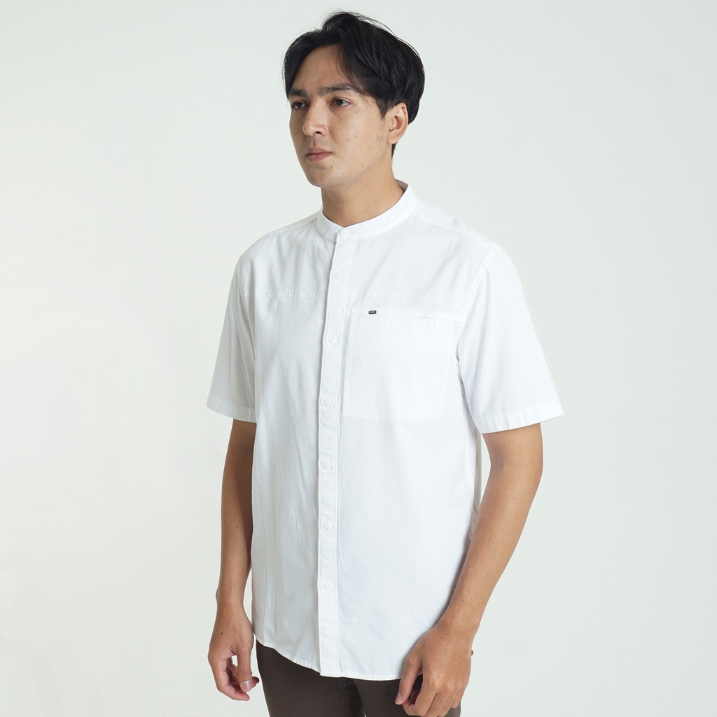MGee Kemeja Koko Pria Putih Baju Muslim Kerah Shanghai Shirt Alfero C079