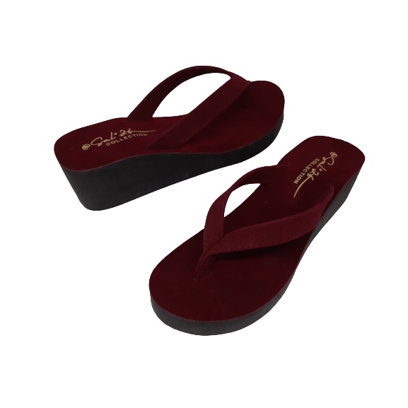 Sandal Wedges Spon Warna dengan JEPIT POLOS