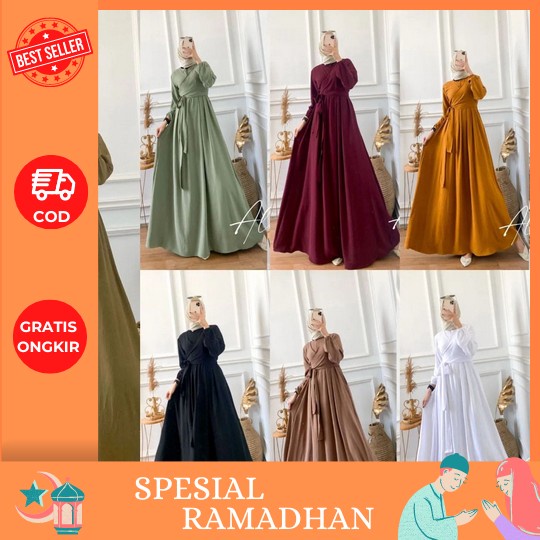 Aretha Terbaru Furla Gamis Motif Ceruty Babydoll Tile Dot Gamis Lebaran 2023 Gamis Kondangan Jumbo /