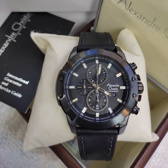 Jam Tangan PRIA ORIGINAL Alexandre Christie Ac 6583 Mc Leather Stain