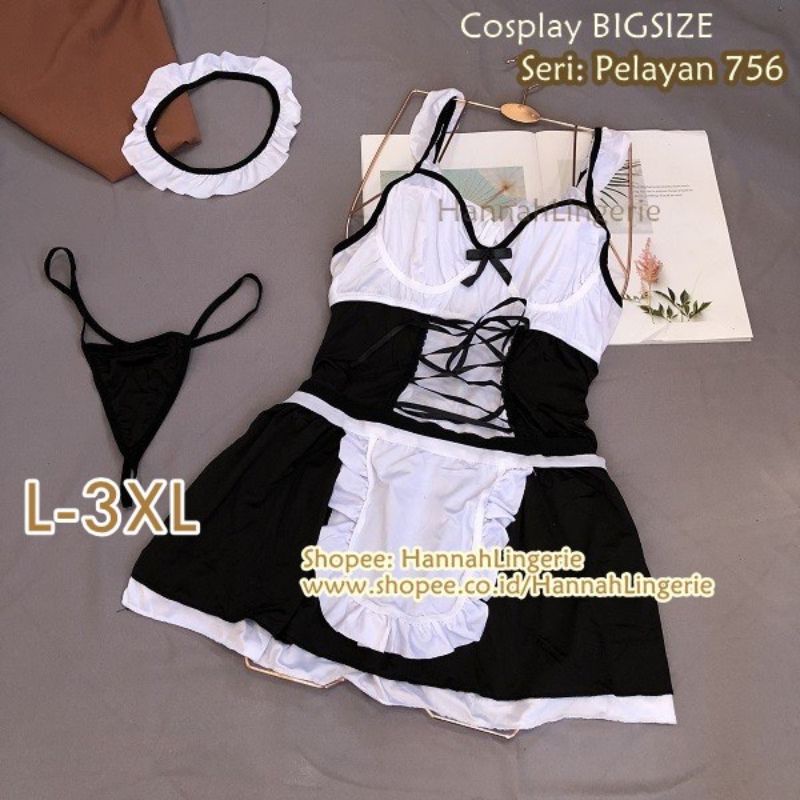 M-3XL Lingerie Pelayan ART Kostum BigSize Cosplay Costume Pembantu Maid Besar M L XL XXL 3XL 773