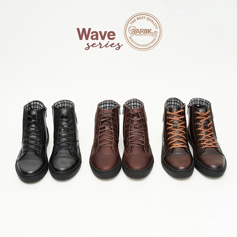 Sepatu Kulit Barok.id Type Wave Brurnine Limited Edition Zipper Semi Boots